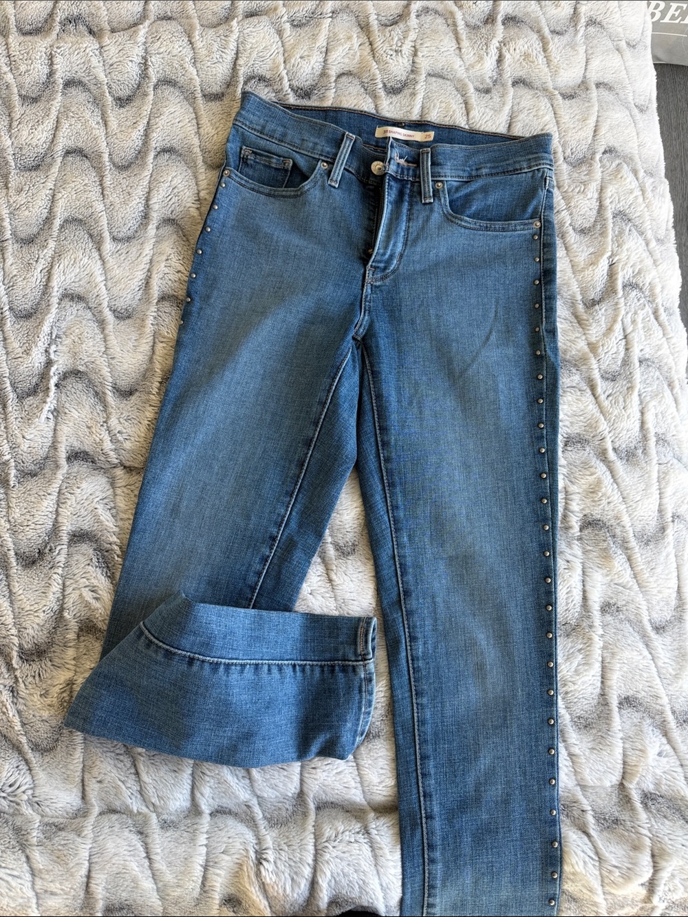 Levi's Blue Skinny Jeans with Side Stud Trim